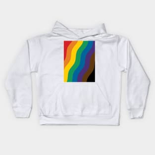 Philadelphia Rainbow Pride Flag (Proud LGBTQ+ Community Pride Flag) Slanted Wave Version Kids Hoodie